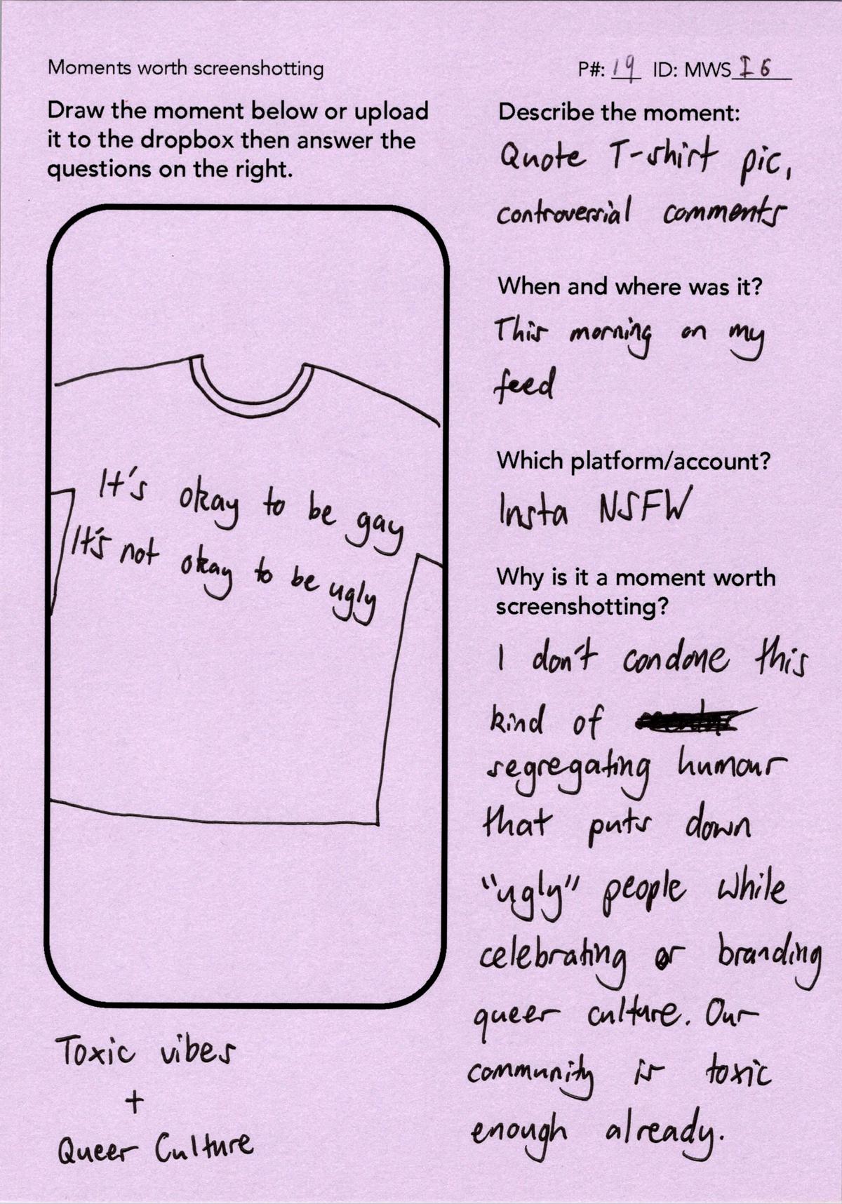 The Moment Worth Screenshotting card P19 made for an ad he saw on Instagram.