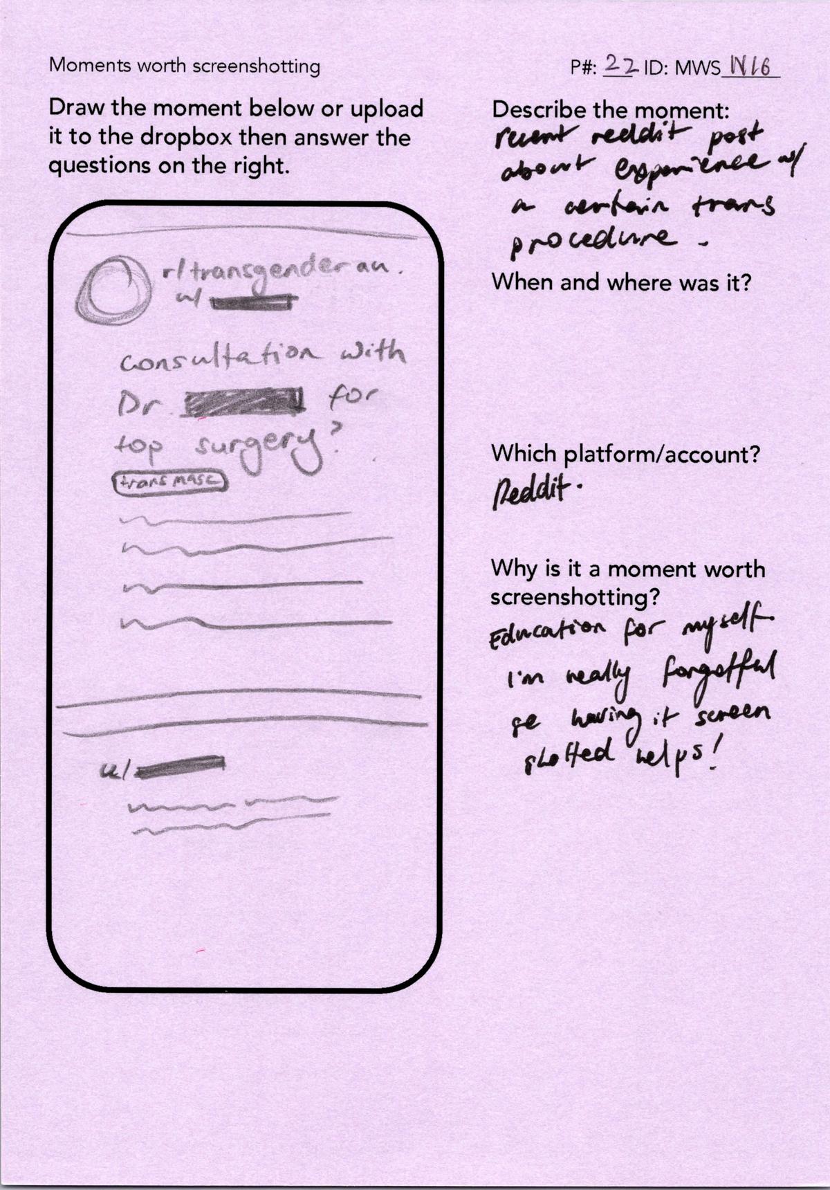 The Moment Worth Screenshotting card P22 made for a post he saw on Reddit.