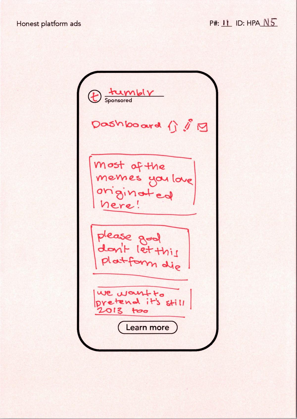 The Honest Social Platform Card P11 made for Tumblr.