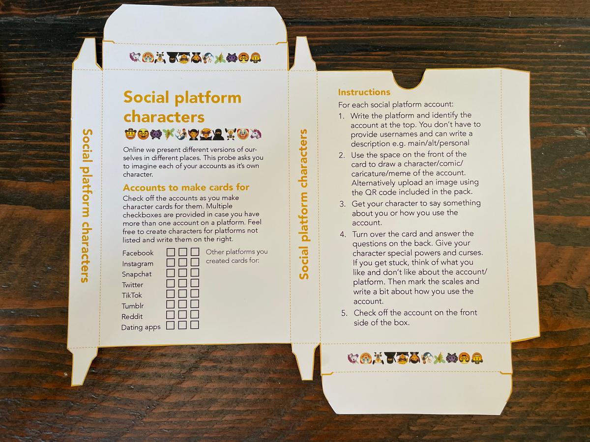 A yet to be constructed box for Social platform character cards.